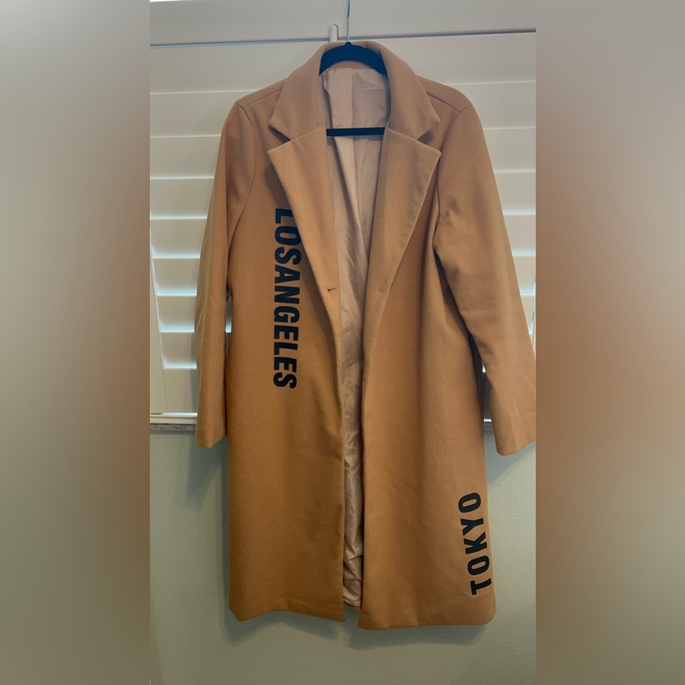 Beige Trendy Trench Coat size Large